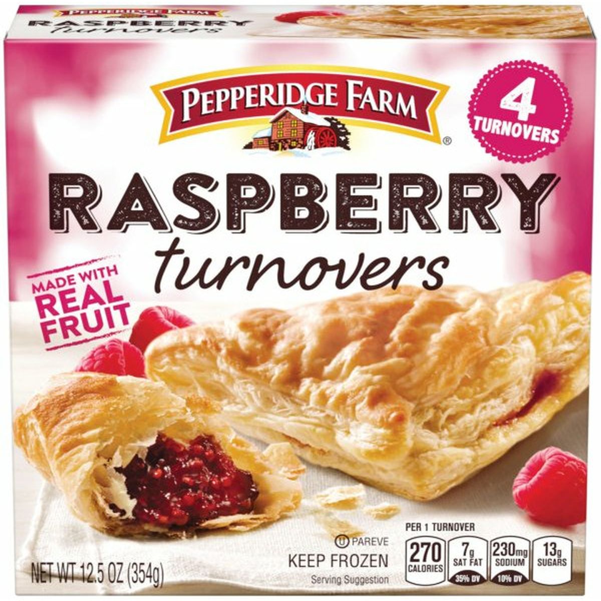 Calories in Pepperidge Farms  Frozen Raspberry Turnovers Pastries