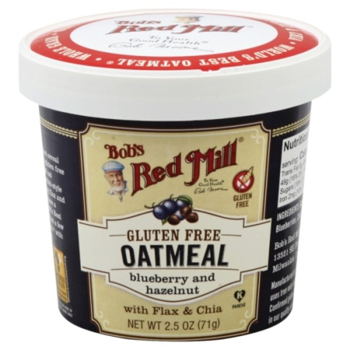 Calories in Bob's Red Mill Oatmeal, Blueberry and Hazelnut