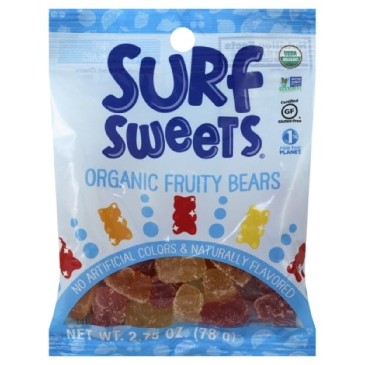 Calories in Surf Sweets Fruity Bears, Organic
