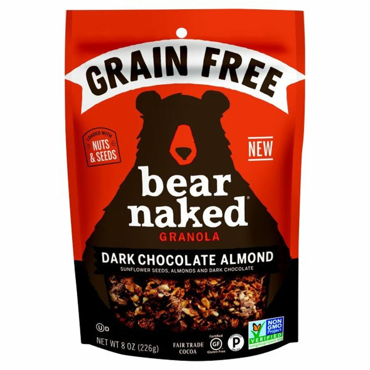Calories in Bear Naked Cereal Dark Chocolate Almond, Granola, Grain-Free, Non-GMO Project Verified, Gluten-Free, Paleo, Breakfast Cereal