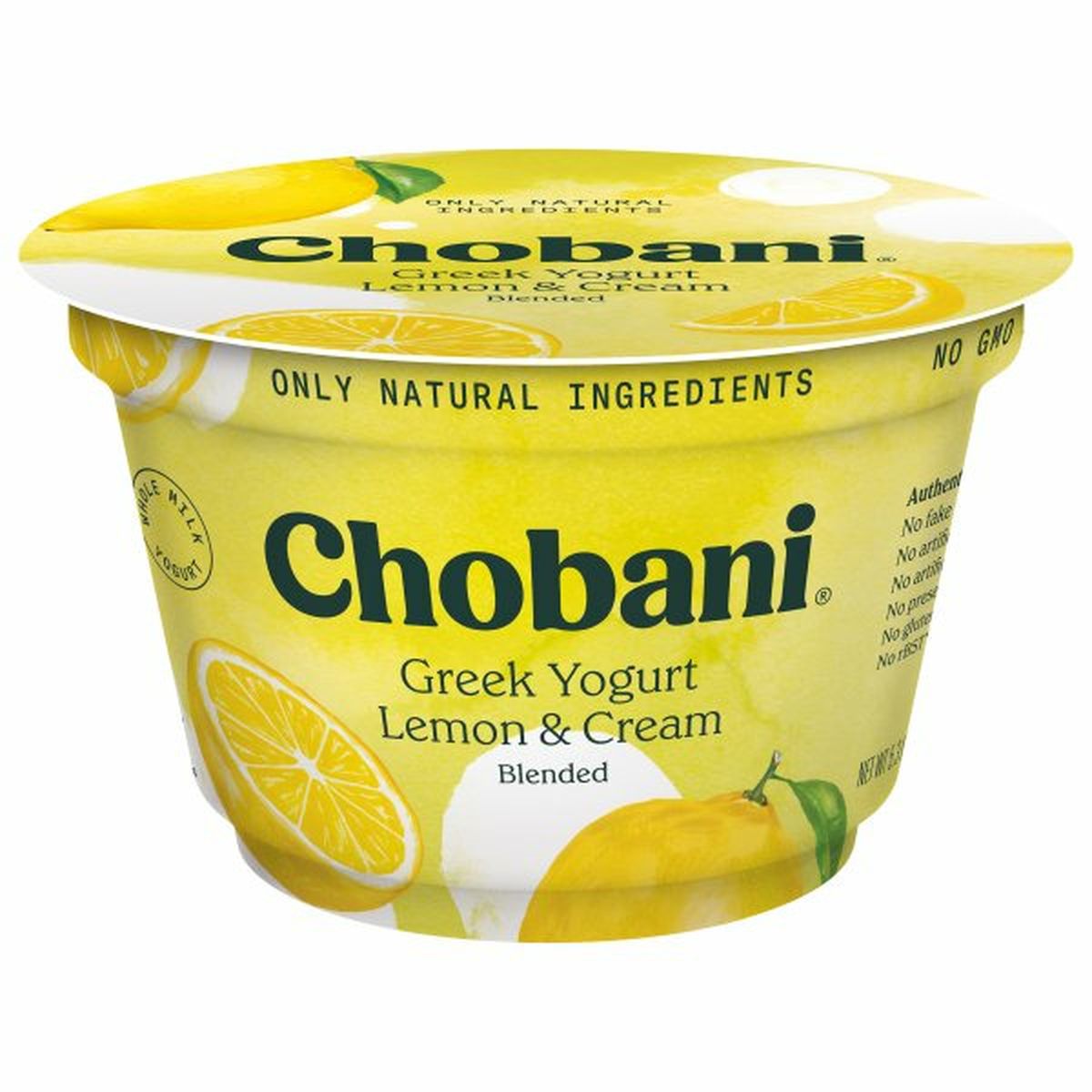 Calories in Chobani Yogurt, Greek, Lemon & Cream, Blended