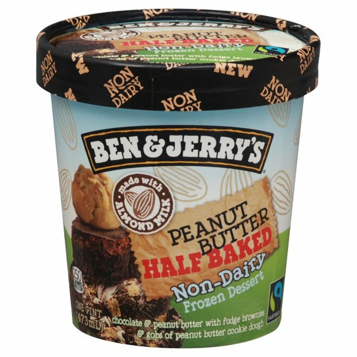 Calories in Ben & Jerry's Frozen Dessert, Non-Dairy, Peanut Butter, Half Baked