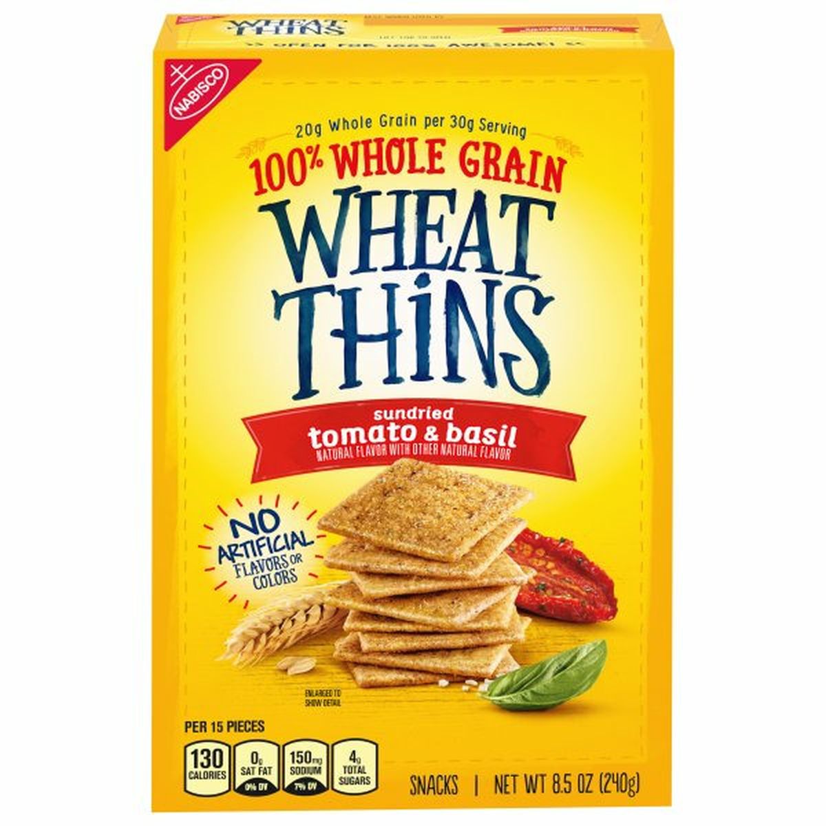 Calories in Wheat Thins Snacks, 100% Whole Grain, Sundried Tomato & Basil