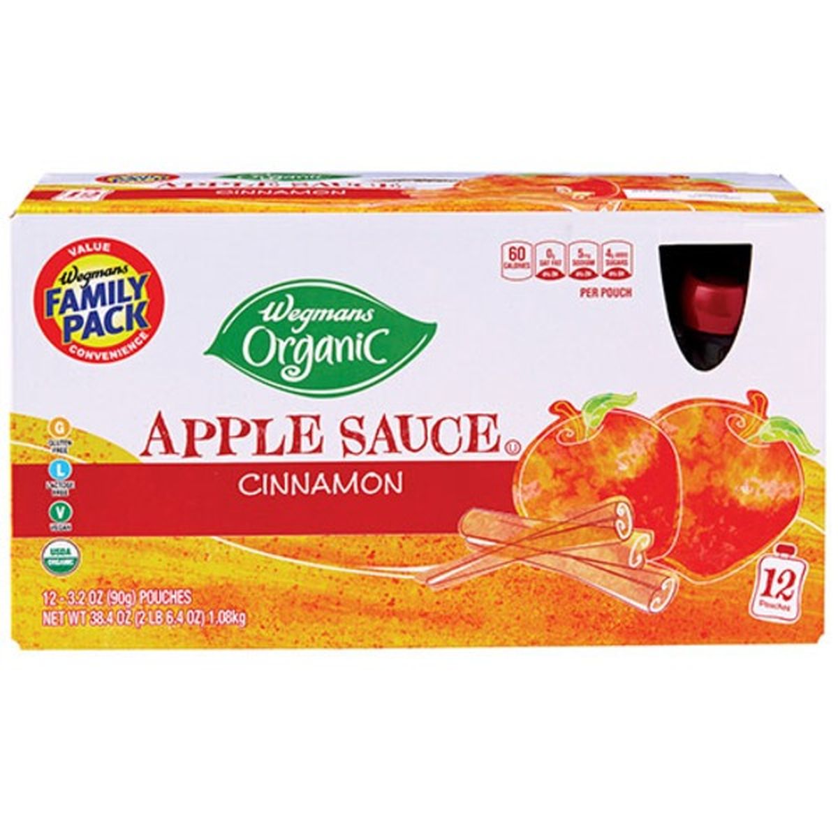 Calories in Wegmans Organic Cinnamon Apple Sauce FAMILY PACK