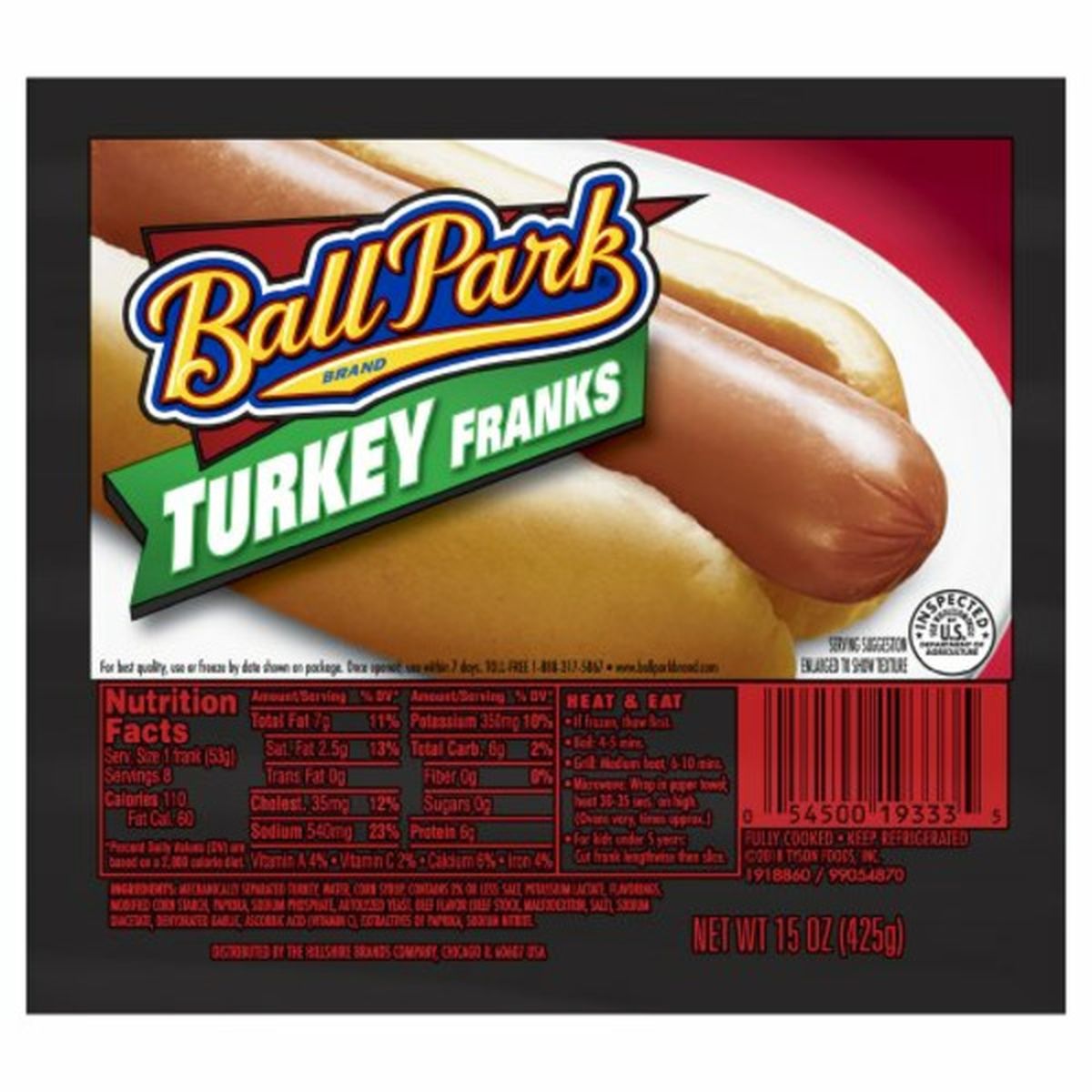 Calories in Ball Park Turkey Hot Dogs, Original Length, 8 Count