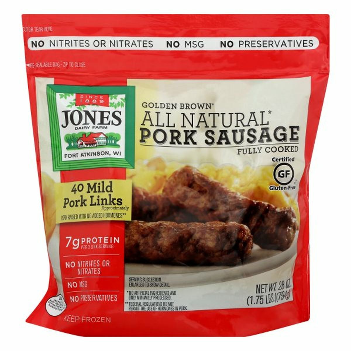 Calories in Jones Dairy Farm Sausage Links, Pork, Mild, Golden Brown