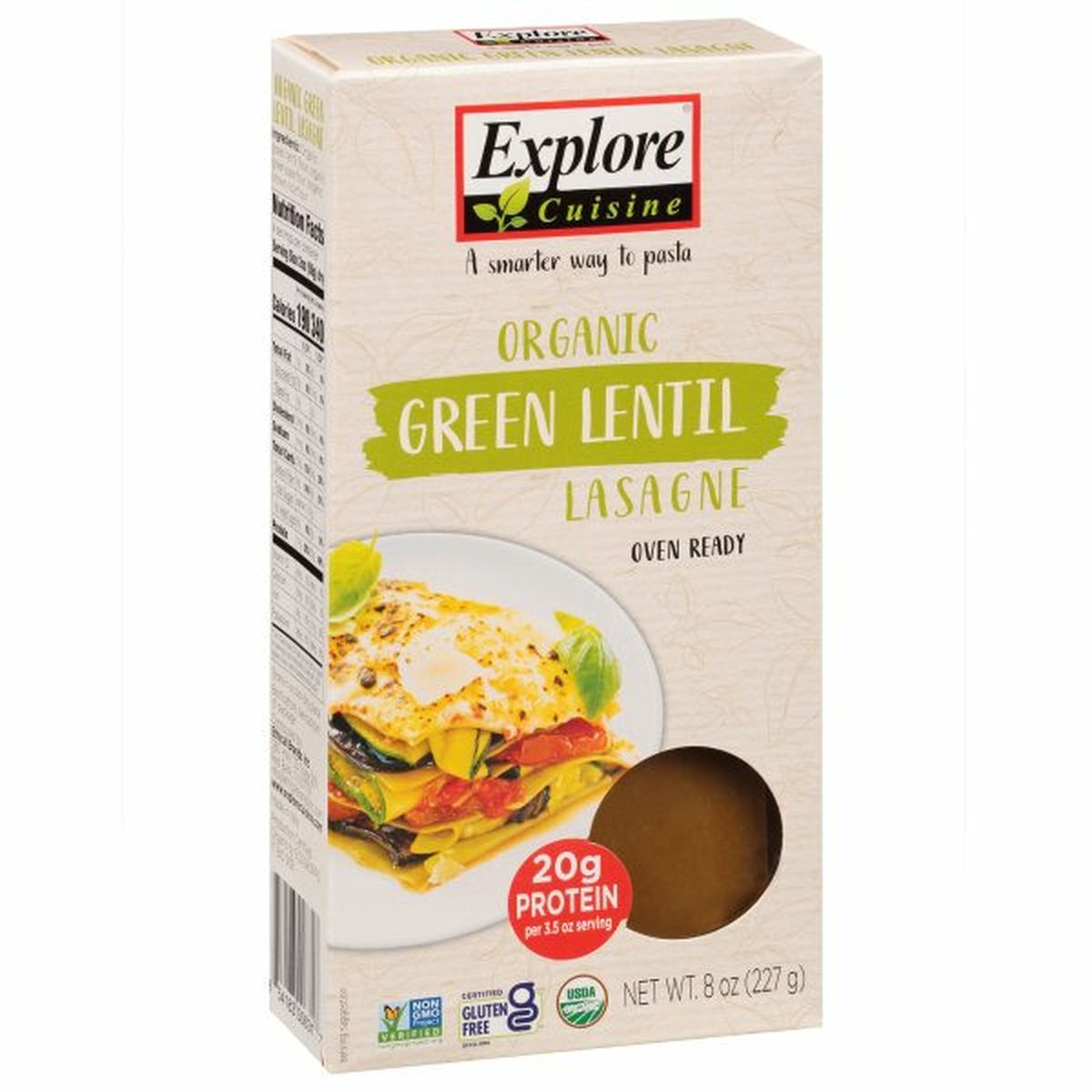 Calories in Explore Cuisine Lasagne, Organic, Green Lentil