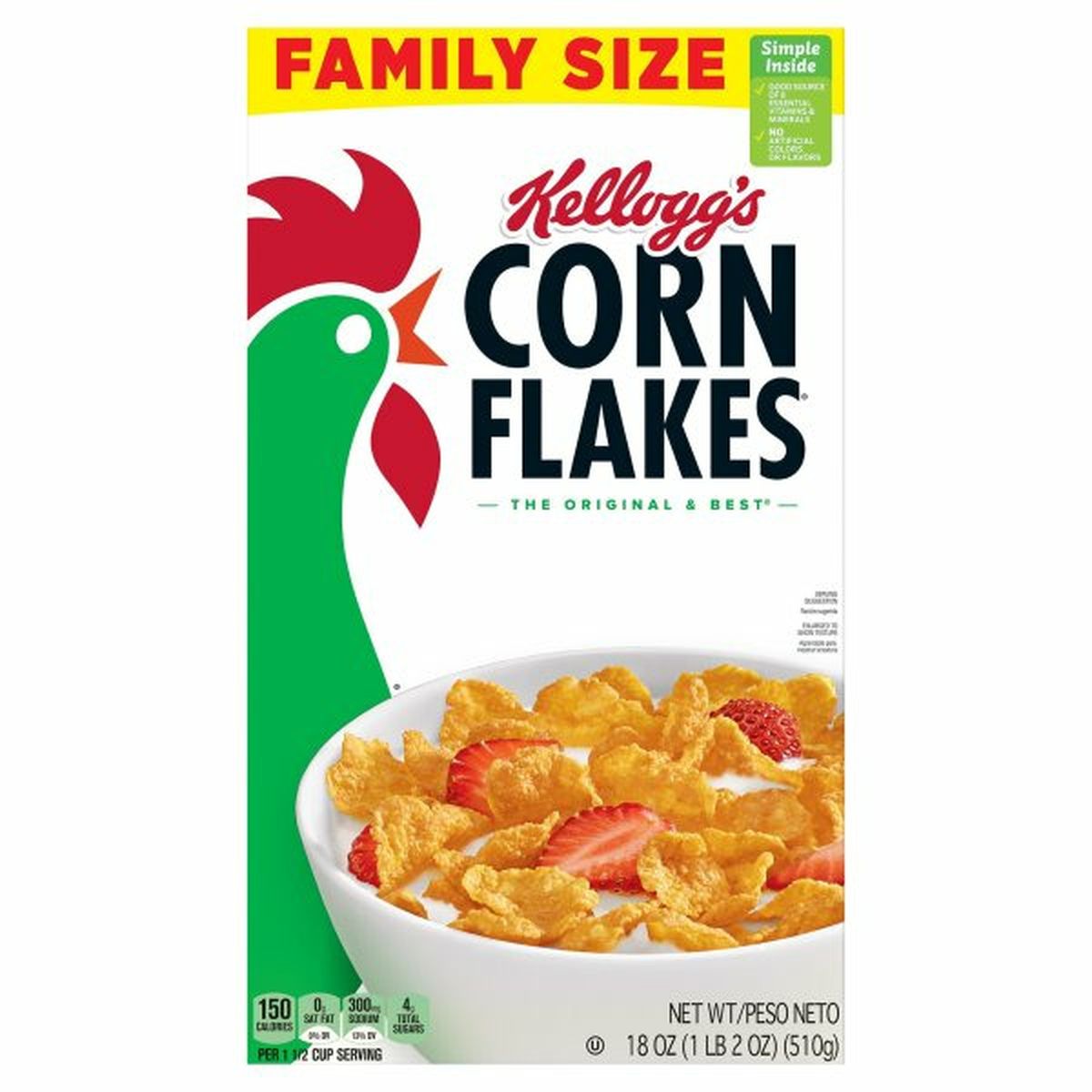 Calories in Kellogg's Corn Flakes Cereal, Corn Flakes, Family Size
