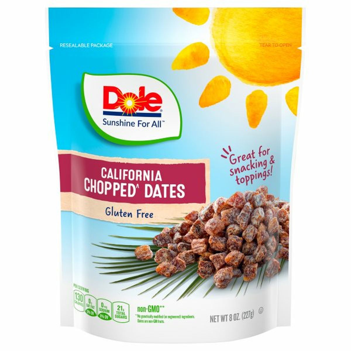 Calories in Dole Dates, Chopped, California