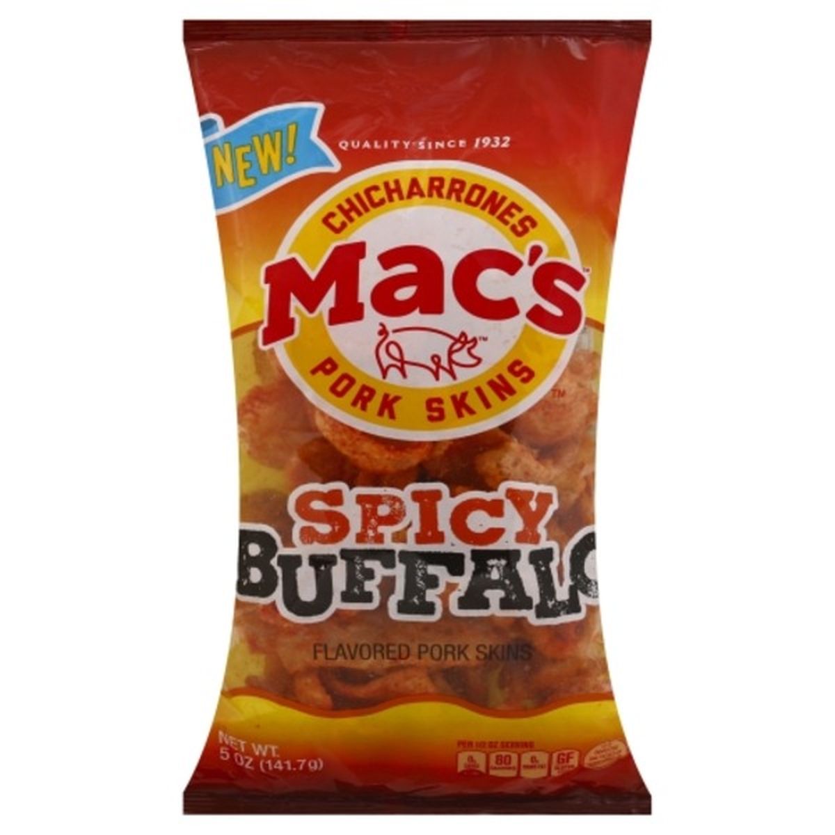 Calories in Macs Pork Skins, Fried, Spicy Buffalo Flavored