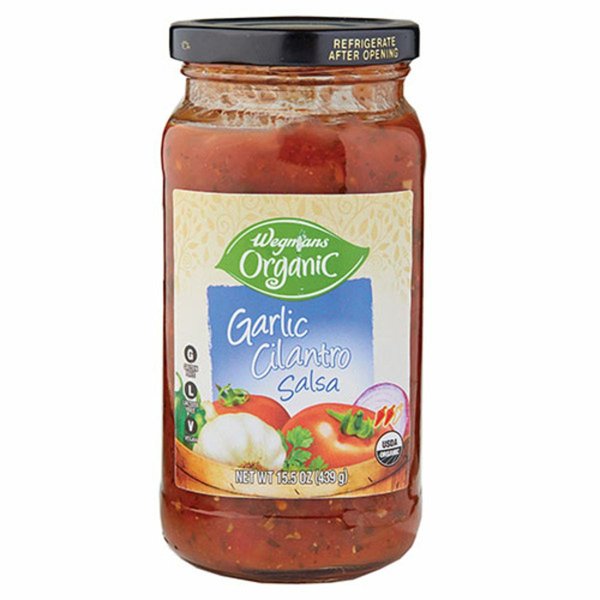 Calories in Wegmans Organic Garlic Cilantro Salsa