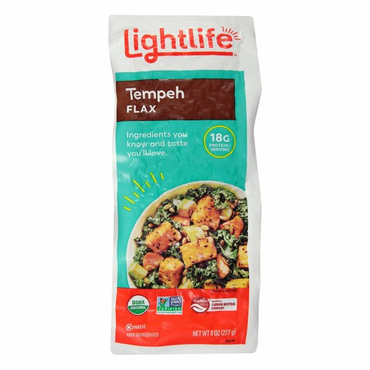 Calories in Lightlife Tempeh, Flax