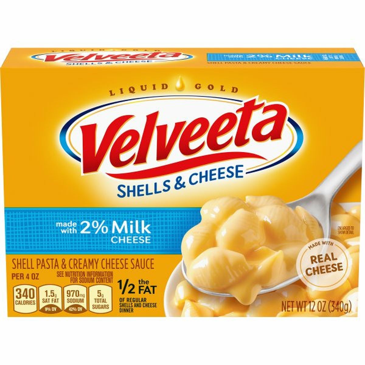 Calories in VELVEETA Shells & Cheese Made with 2% Milk Cheese