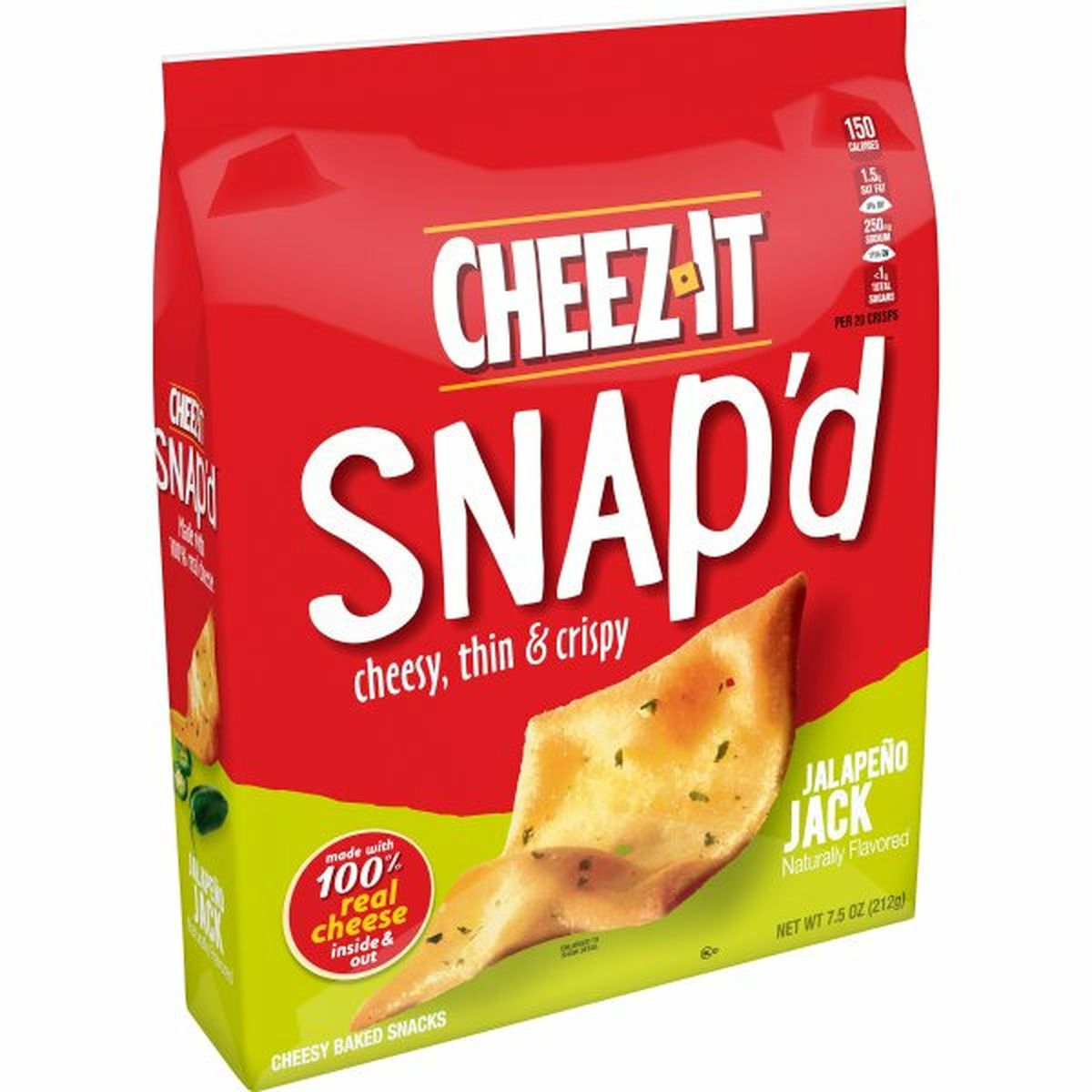 Calories in Cheez-It Crackers Cheez-It Cheesy Baked Snacks, Jalapeno Jack, 7.5oz