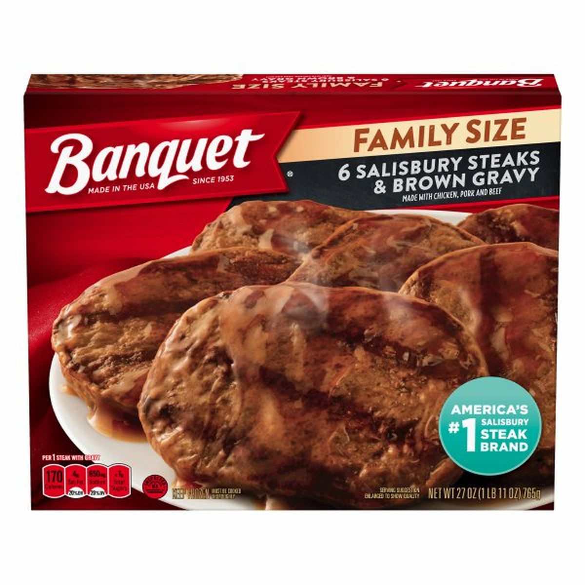 Calories in Banquet Salisbury Steaks & Brown Gravy, Family Size
