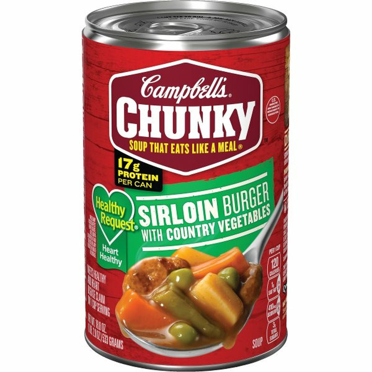 Calories in Campbell'ss Chunkys Healthy Requests Chunky Healthy Request Sirloin Burger with Country Vegetables Soup