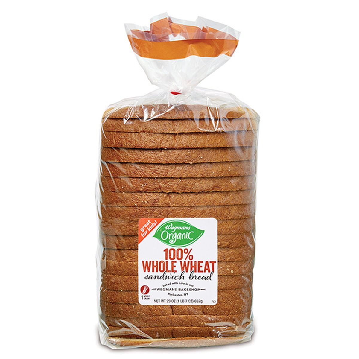 Calories in Wegmans Organic 100% Whole Wheat Sandwich Bread
