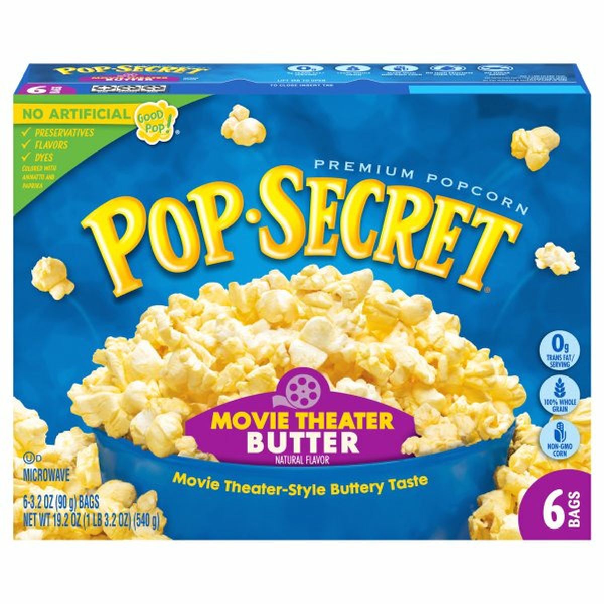 Calories in Pop Secret Popcorn, Premium, Movie Theater Butter