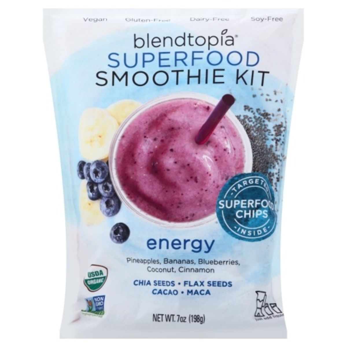Calories in Blendtopia Smoothie Kit, Superfood, Energy