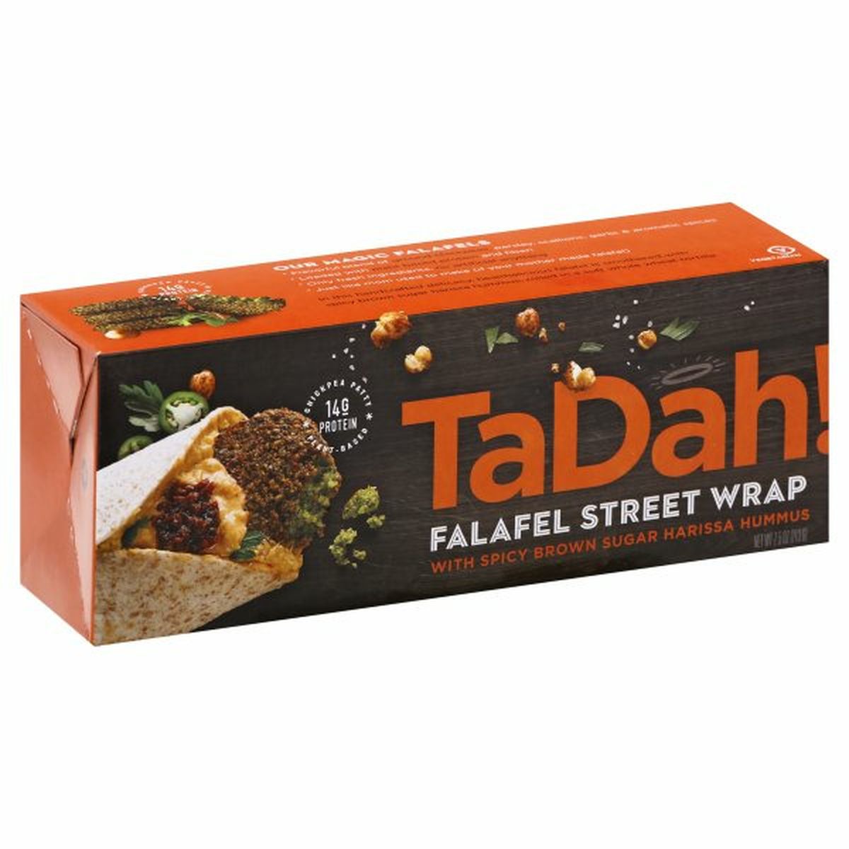 Calories in TaDah Falafel Street Wrap, with Spicy Brown Sugar Harissa Hummus