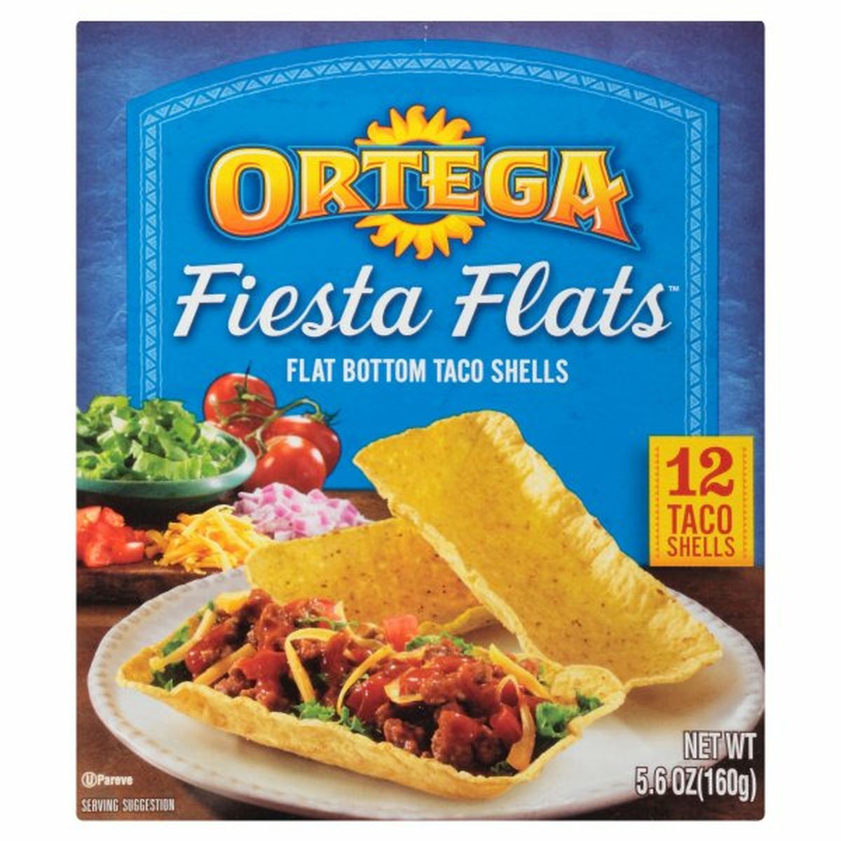 Calories in Ortega Fiesta Flats Taco Shells, Flat Bottom