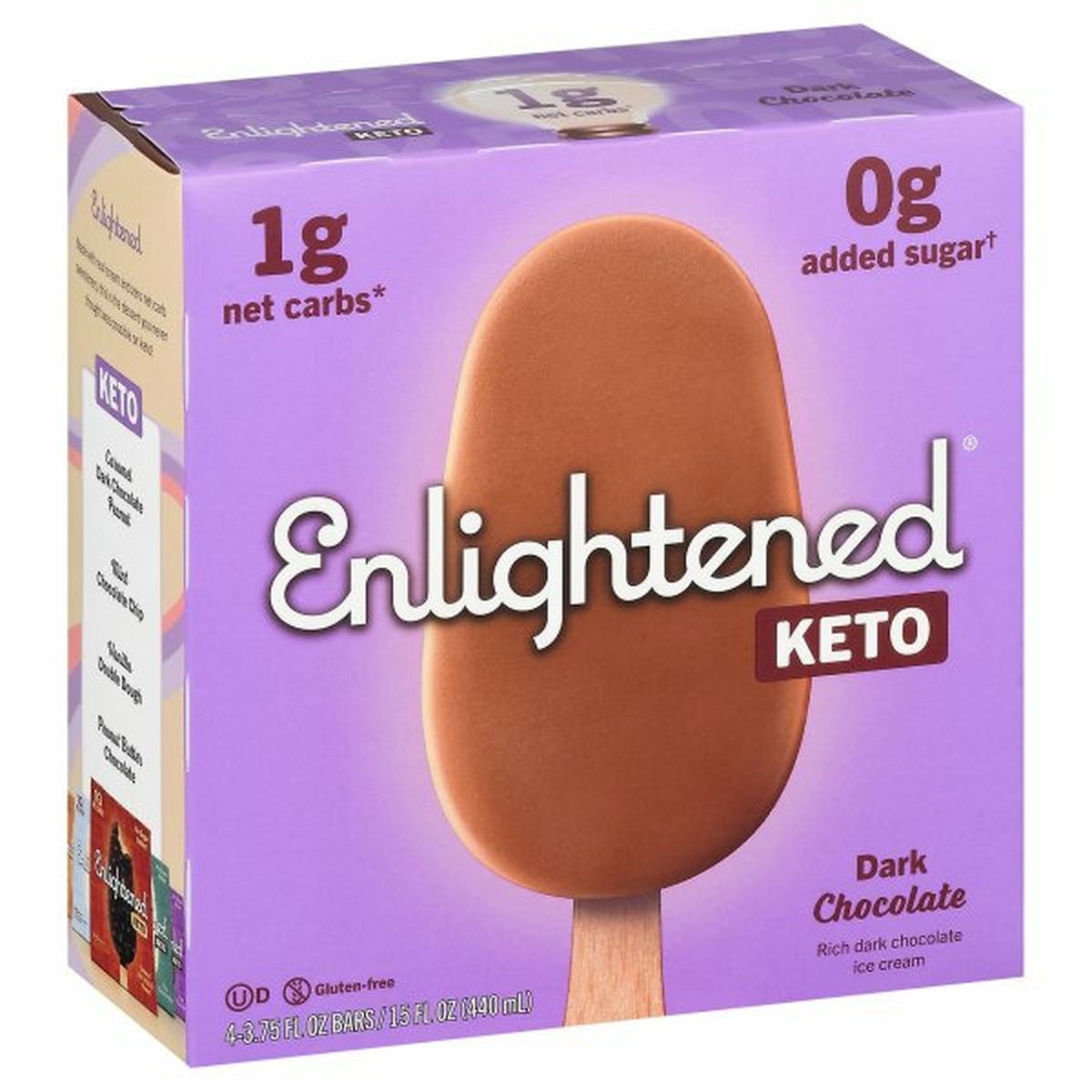 Calories in Enlightened Keto Ice Cream Bars, Dark Chocolate