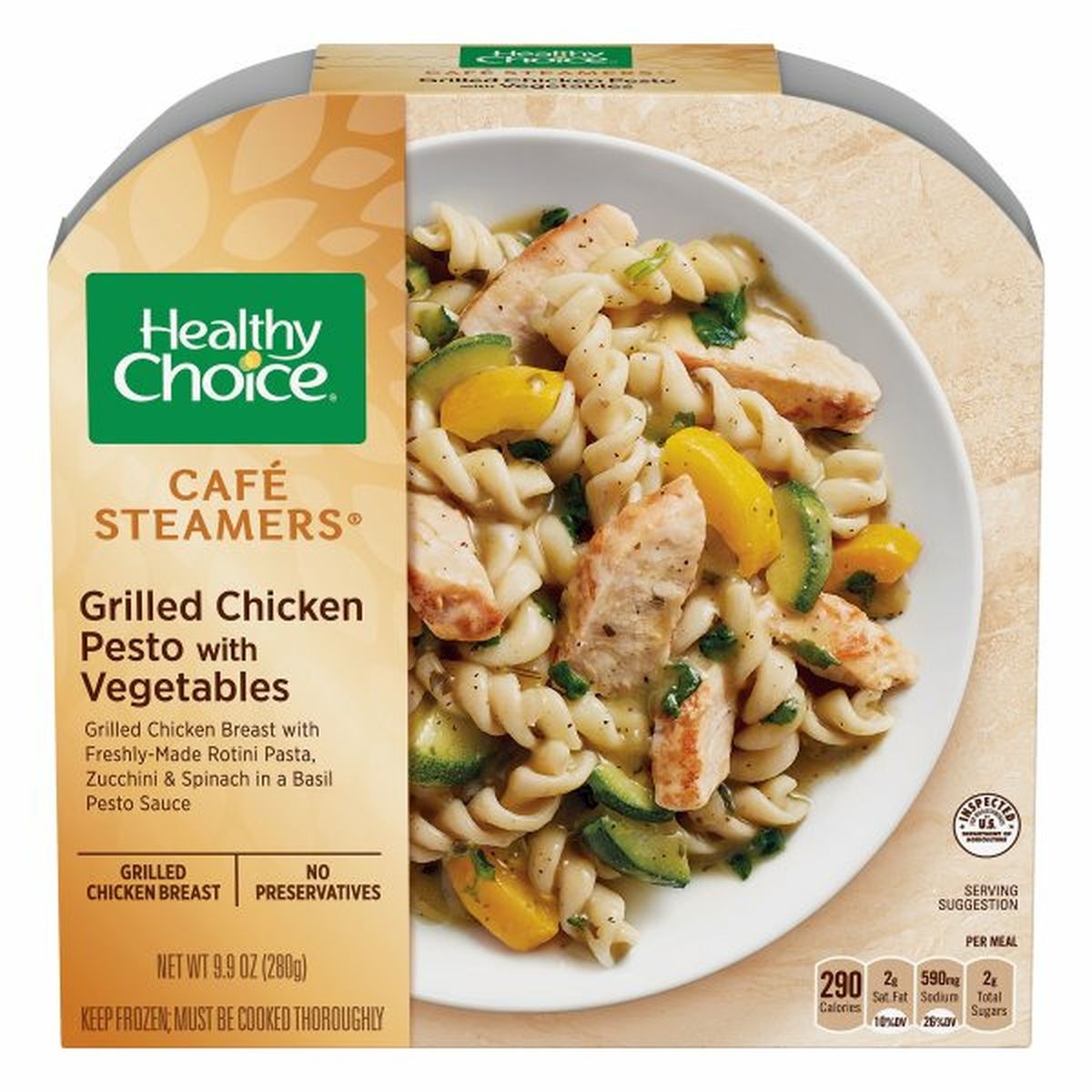Calories in Healthy Choice Cafe Steamers Grilled Chicken Pesto with Vegetables