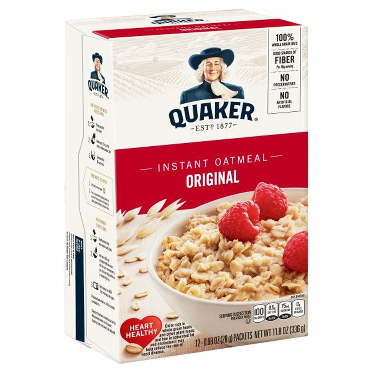 Calories in Quaker Instant Oatmeal Instant Oats Hot Cereal, Regular