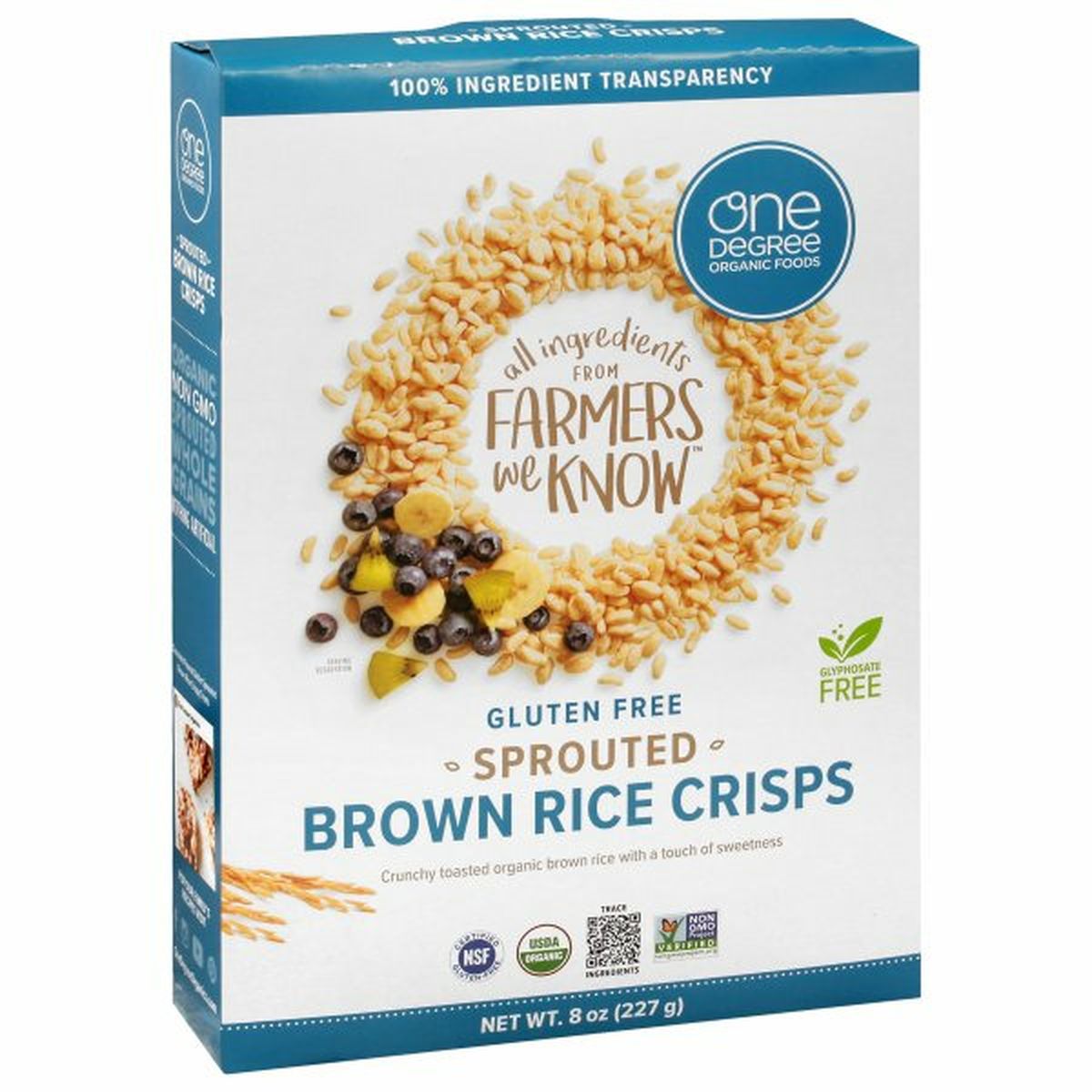 Calories in One Degree Organic Foods Brown Rice Crisps, Gluten Free, Sprouted