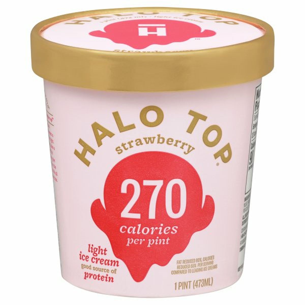 Calories in Halo Top Ice Cream, Light, Strawberry