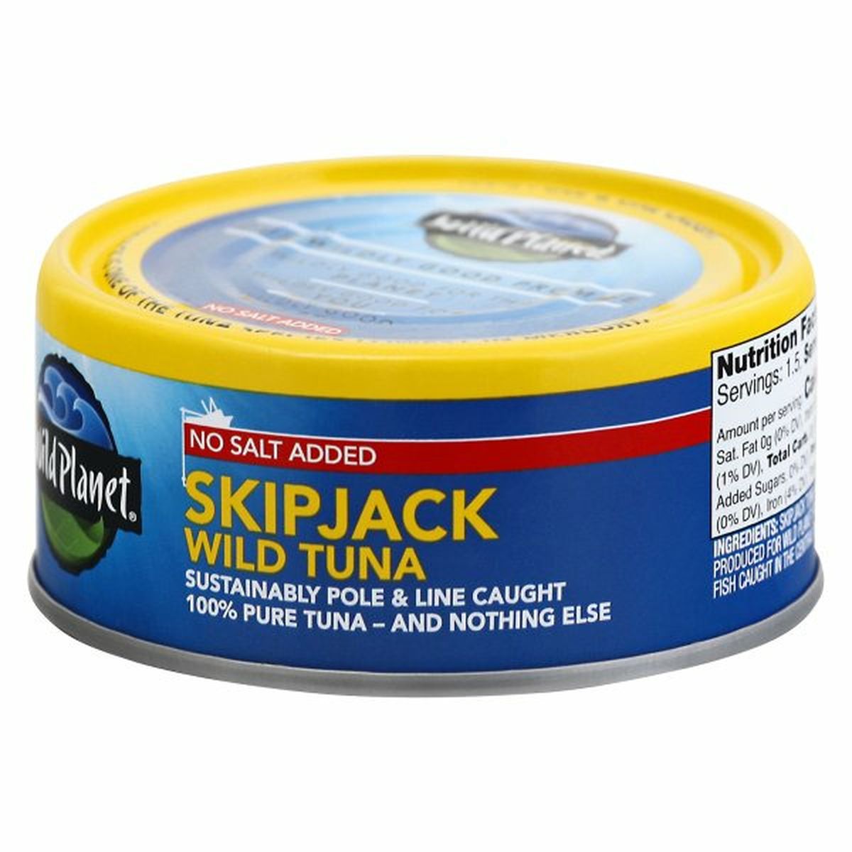 Calories in Wild Planet Wild Tuna, No Salt Added, Skipjack