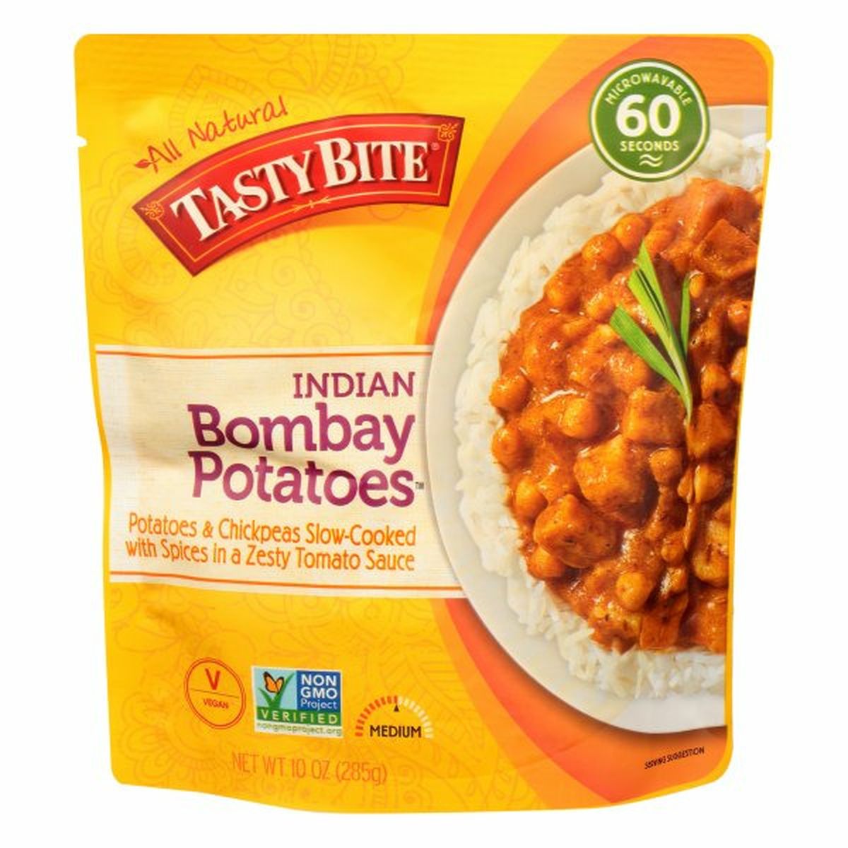 Calories in Tasty Bite Bombay Potatoes, Indian, Medium