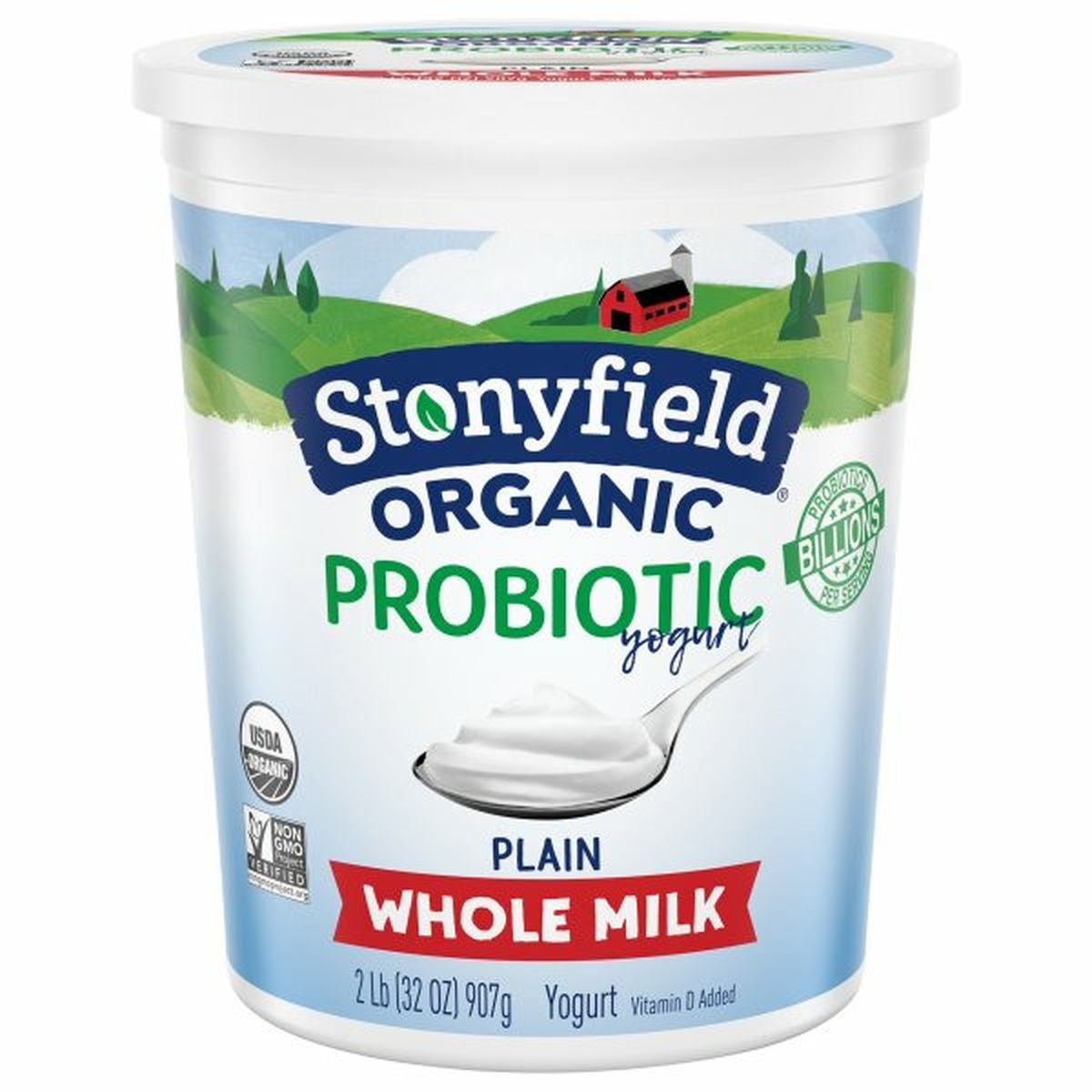 Calories in Stonyfield Organic Yogurt, Probiotic, Whole Milk, Plain