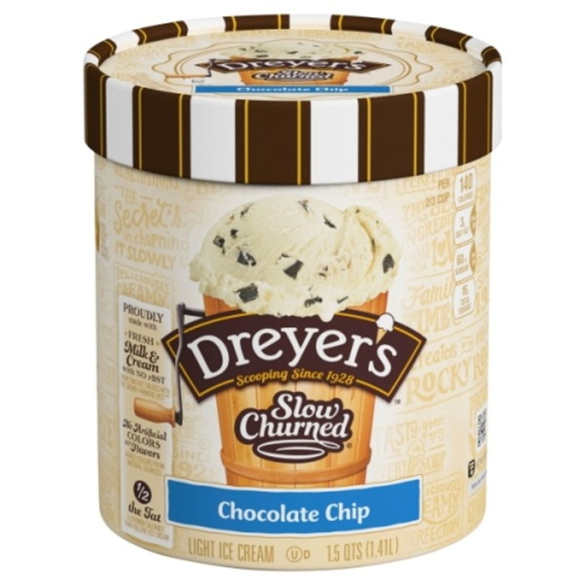 Calories in Edy's/Dreyer's Slow Churned Ice Cream, Light, Chocolate Chip