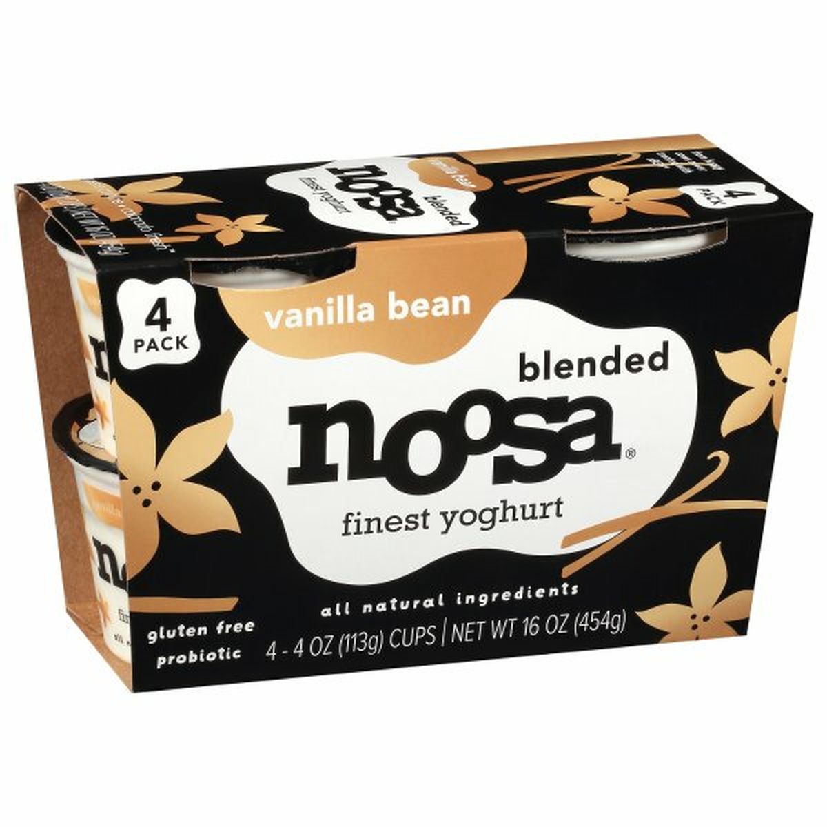 Calories in noosa Finest Yoghurt, Vanilla Bean, Blended, 4 Pack