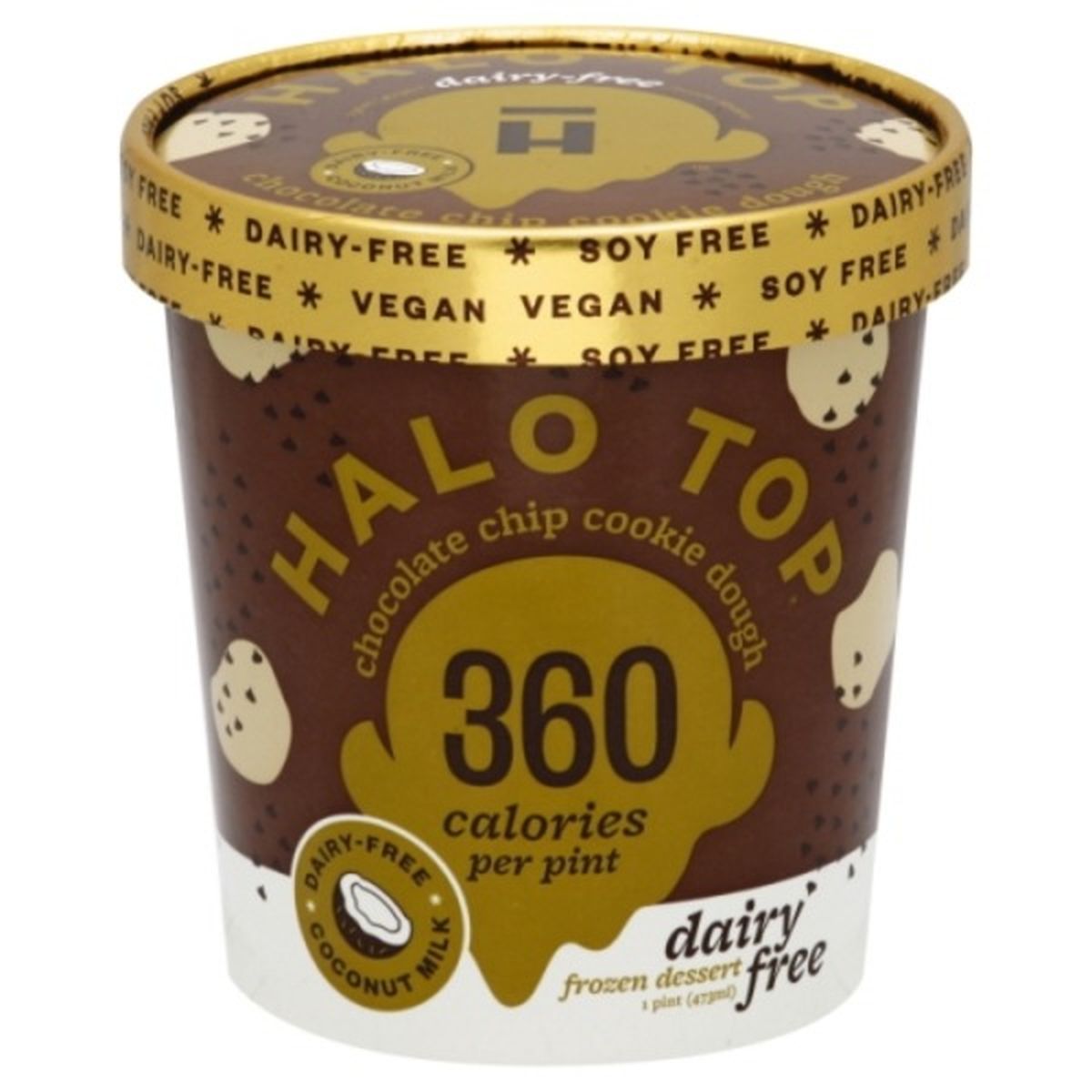 Calories in Halo Top Frozen Dessert, Dairy Free, Chocolate Chip Cookie Dough