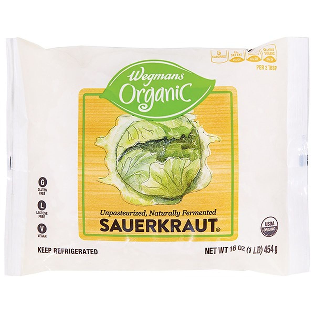 Calories in Wegmans Organic Sauerkraut
