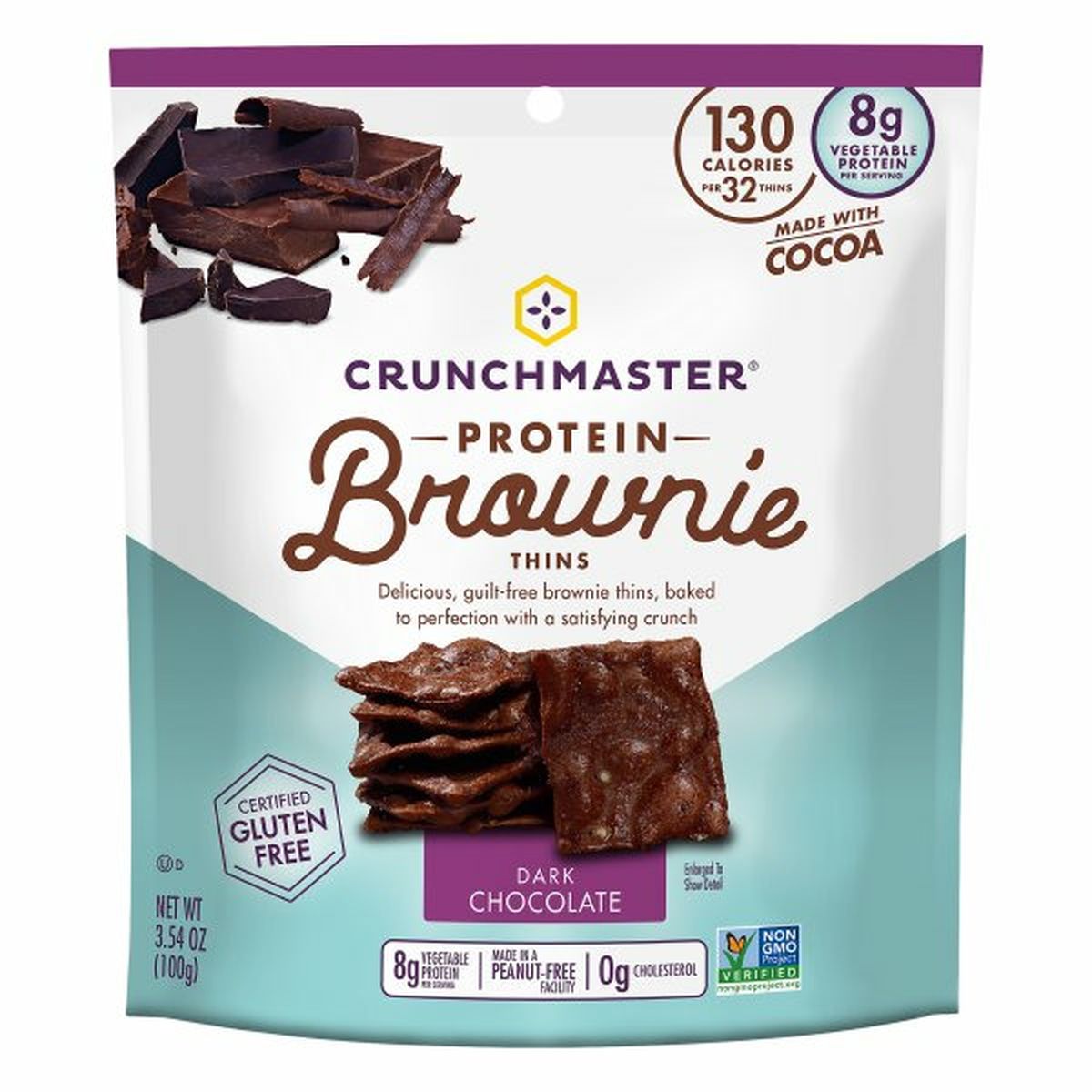 Calories in Crunchmaster Brownie Thins, Protein, Dark Chocolate