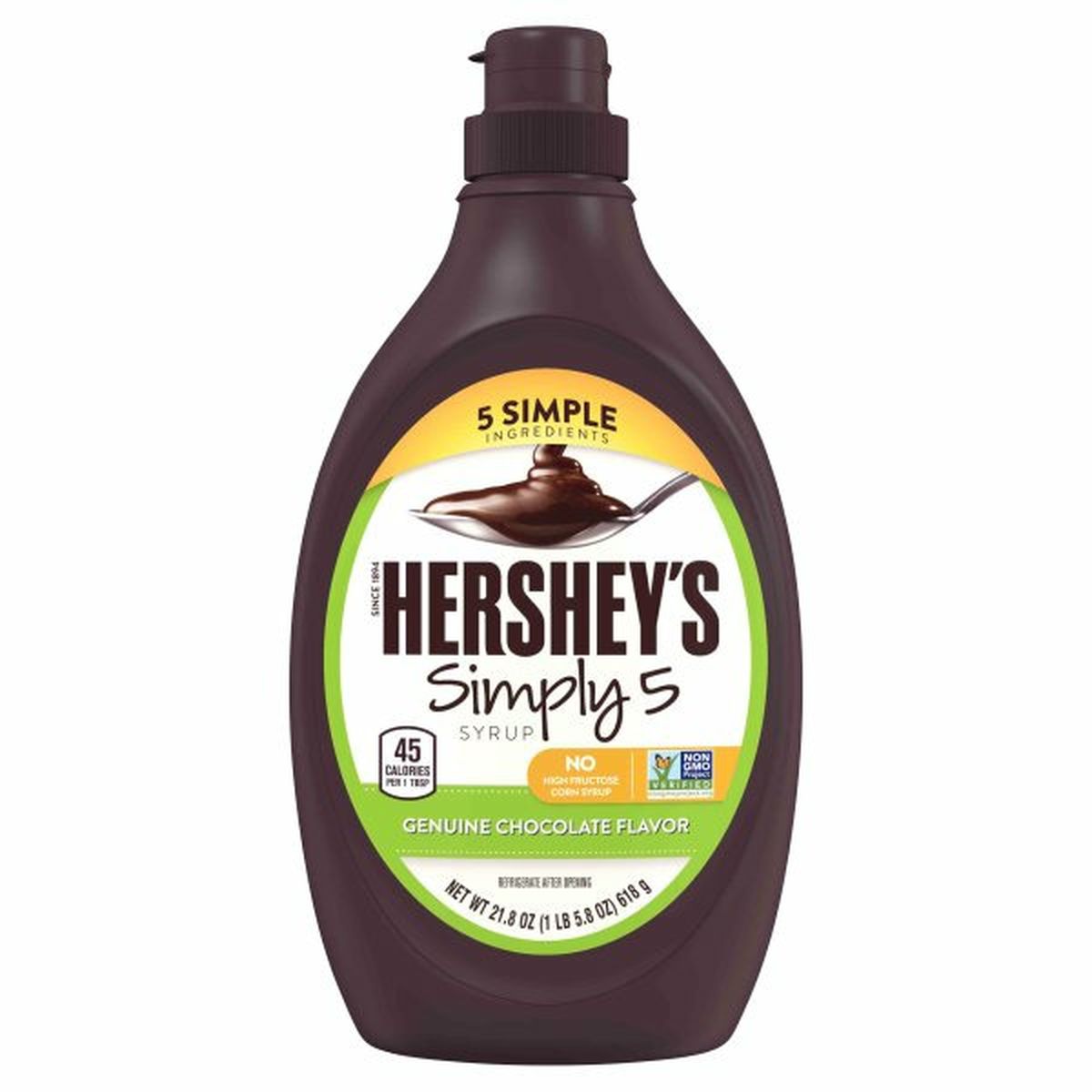 Calories in Hershey's Simply 5 Dessert Topping, Syrup, Chocolate, Chocolate Syrup