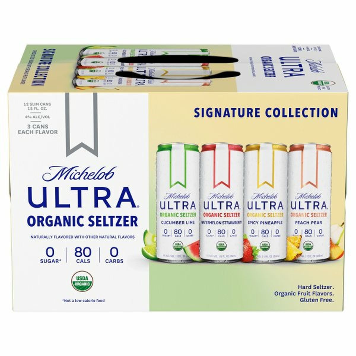 Calories in Michelob Ultra Organic Variety Pack 1 Seltzer 12/12oz cans