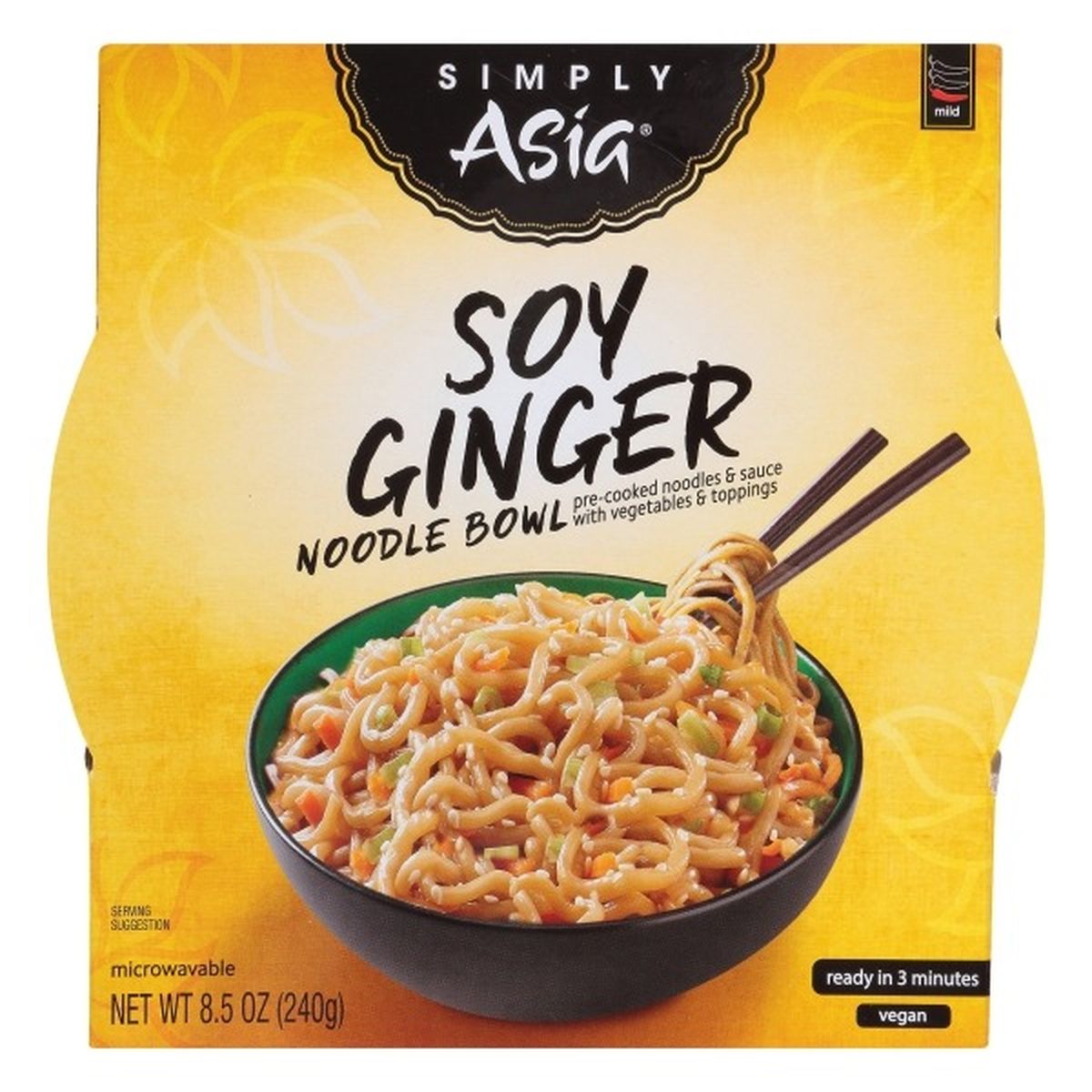 Calories in Simply Asias  Noodle Bowl, Soy Ginger, Mild
