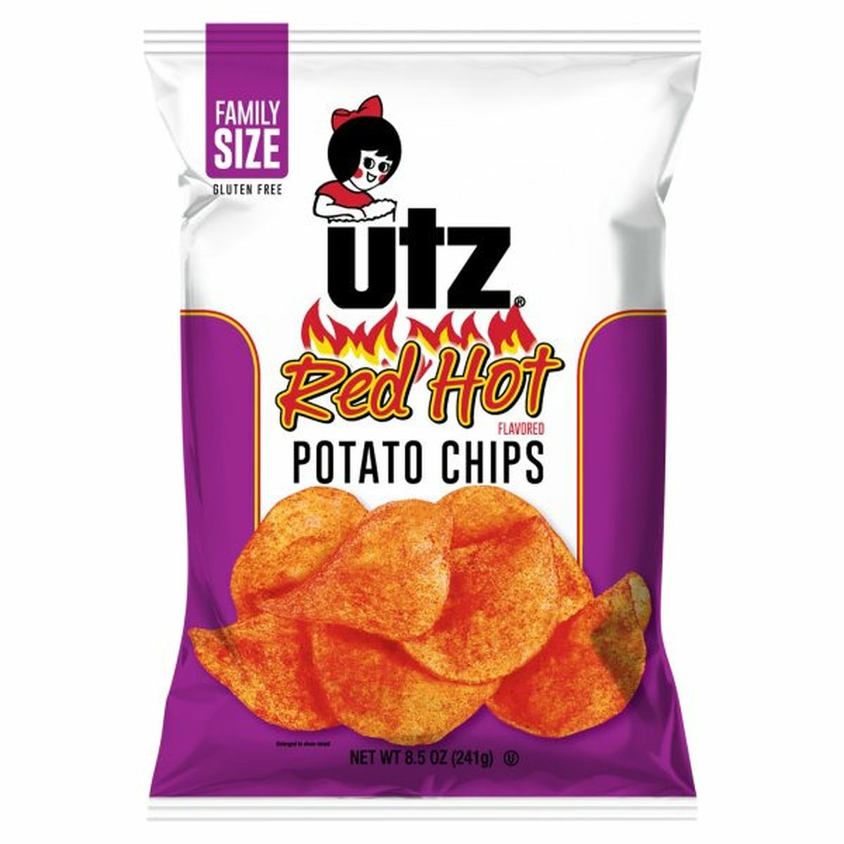 Calories in Utz Potato Chips, Red Hot Flavored, Family Size