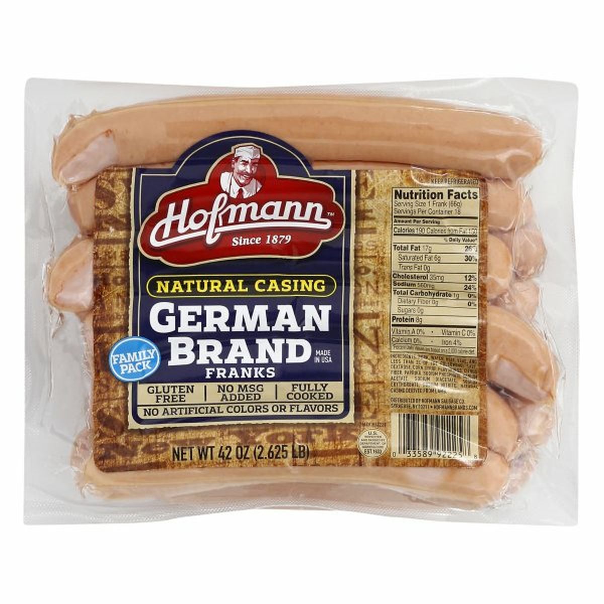 Calories in Hofmann Franks, German Brand, Family Pack