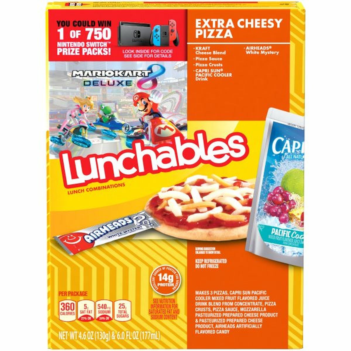 Calories in Lunchables Extra Cheese Pizza Convenience Meal