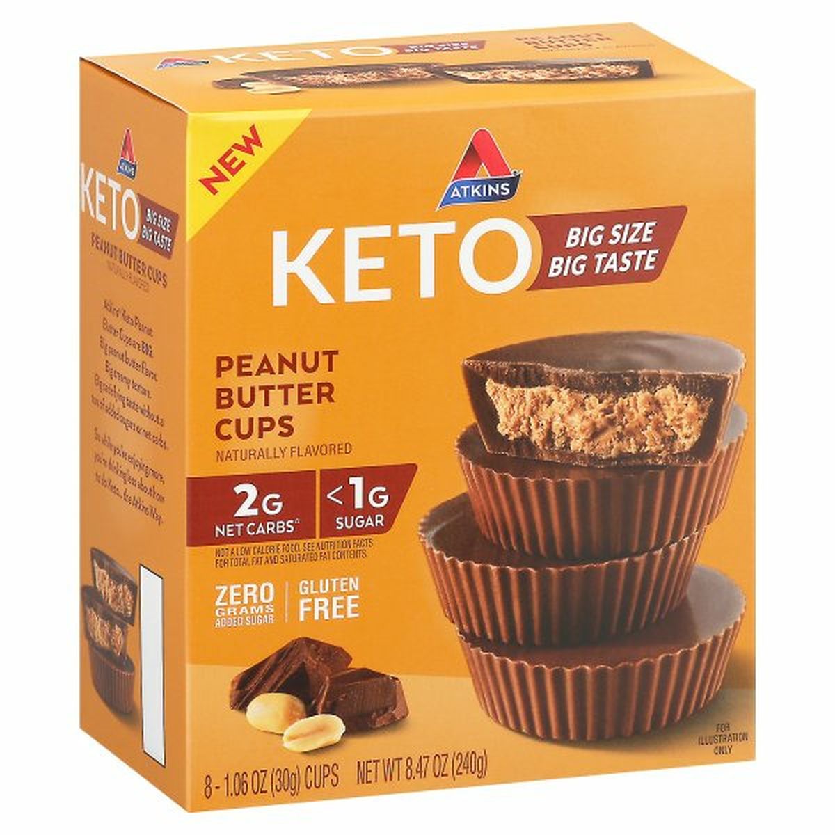 Calories in Atkins Peanut Butter Cups, Keto, Big Size
