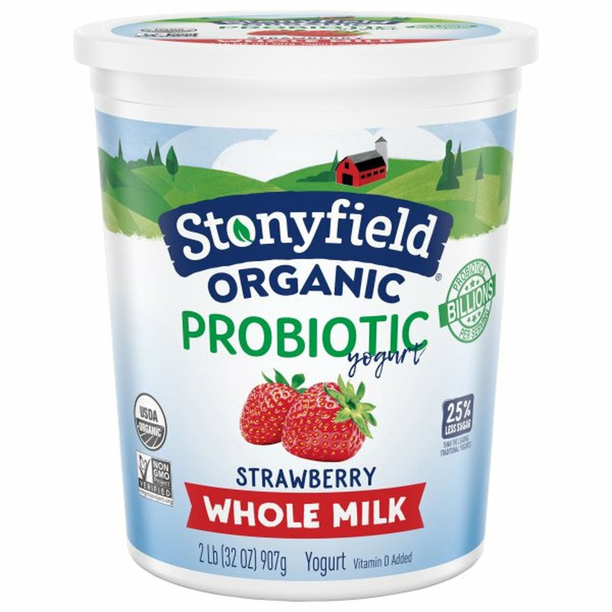 Calories in Stonyfield Organic Yogurt, Whole Milk, Organic, Probiotic, Strawberry