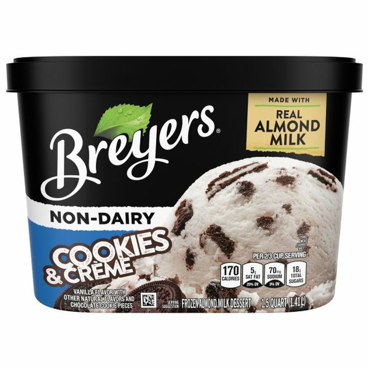 Calories in Breyers Frozen Almond Milk Dessert, Non-Dairy, Cookies & Creme