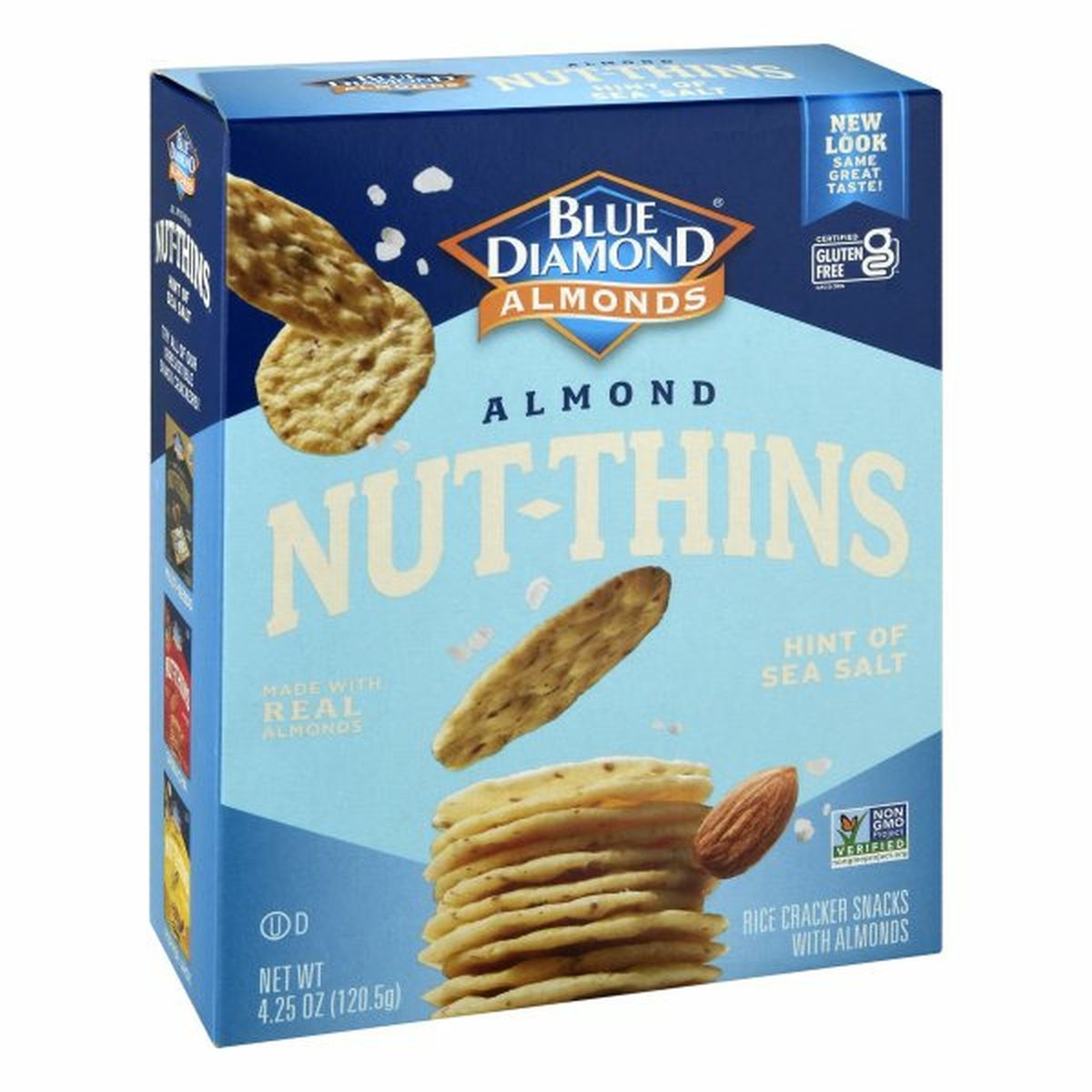 Calories in Blue Diamond Rice Crackers Snacks with Almonds, Hint of Sea Salt