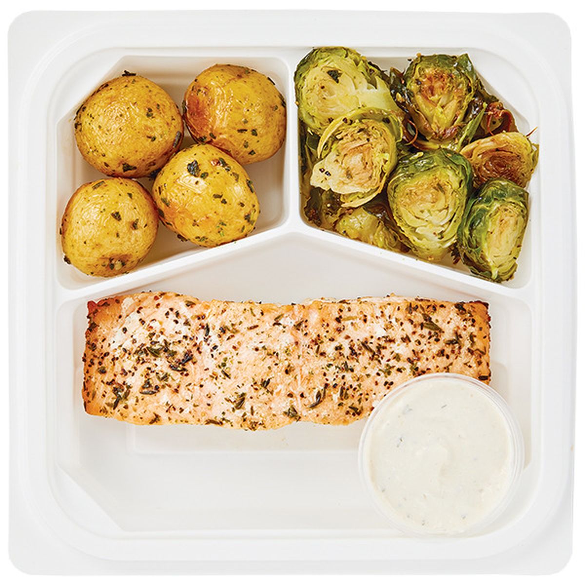 Calories in Wegmans Oven Roasted Salmon with Tuscan Roasted Potatoes & Roasted Brussel Sprouts
