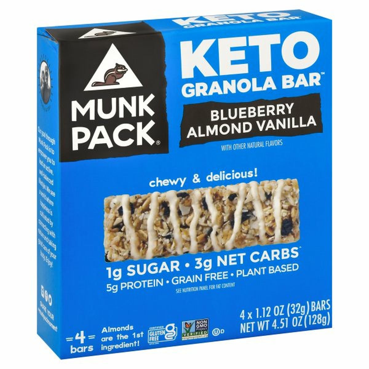 Calories in Munk Pack Granola Bar, Keto, Blueberry Almond Vanilla